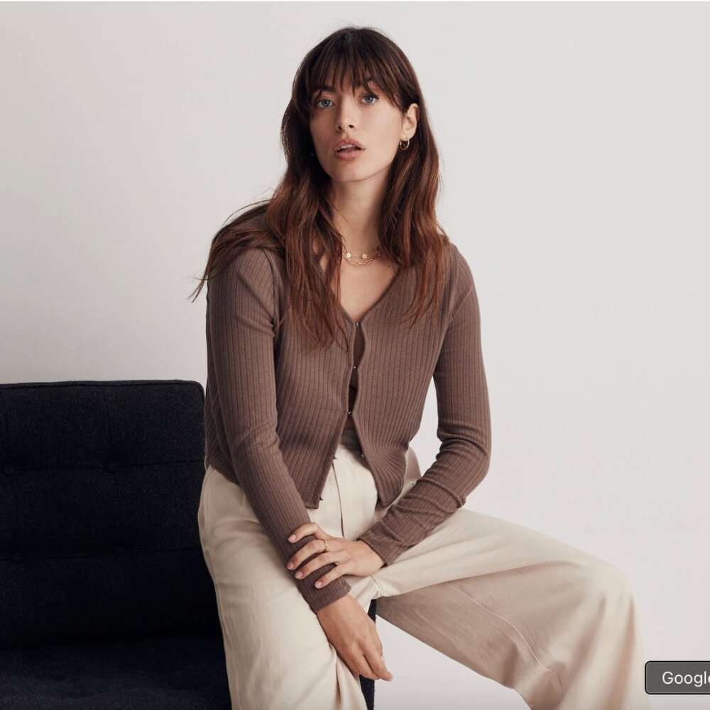 NWOT Madewell Ribbed Crop Cardigan, Size Medium